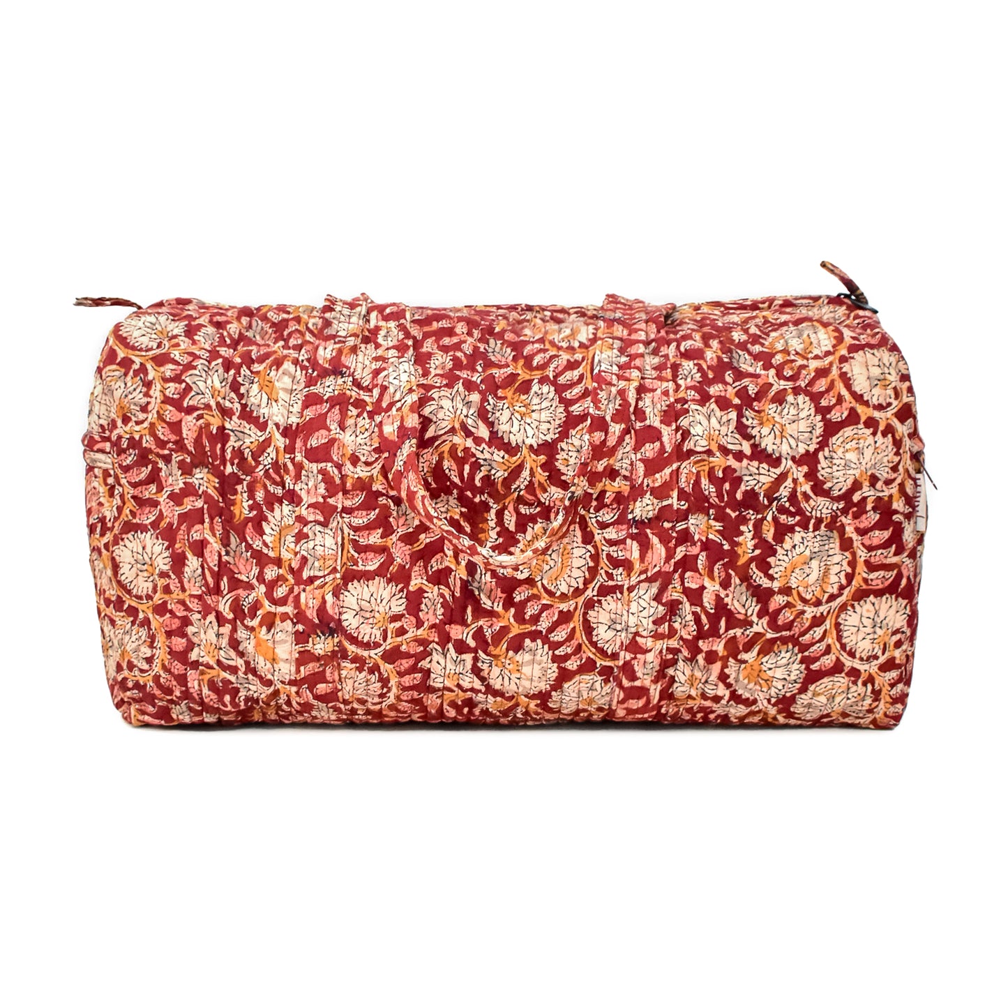 Crimson Kalamkari Quilted Duffel Bag