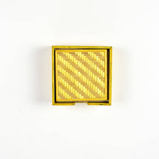 Handwoven Bamboo Coasters - Yellow