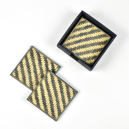 Handwoven Bamboo Coasters - Black