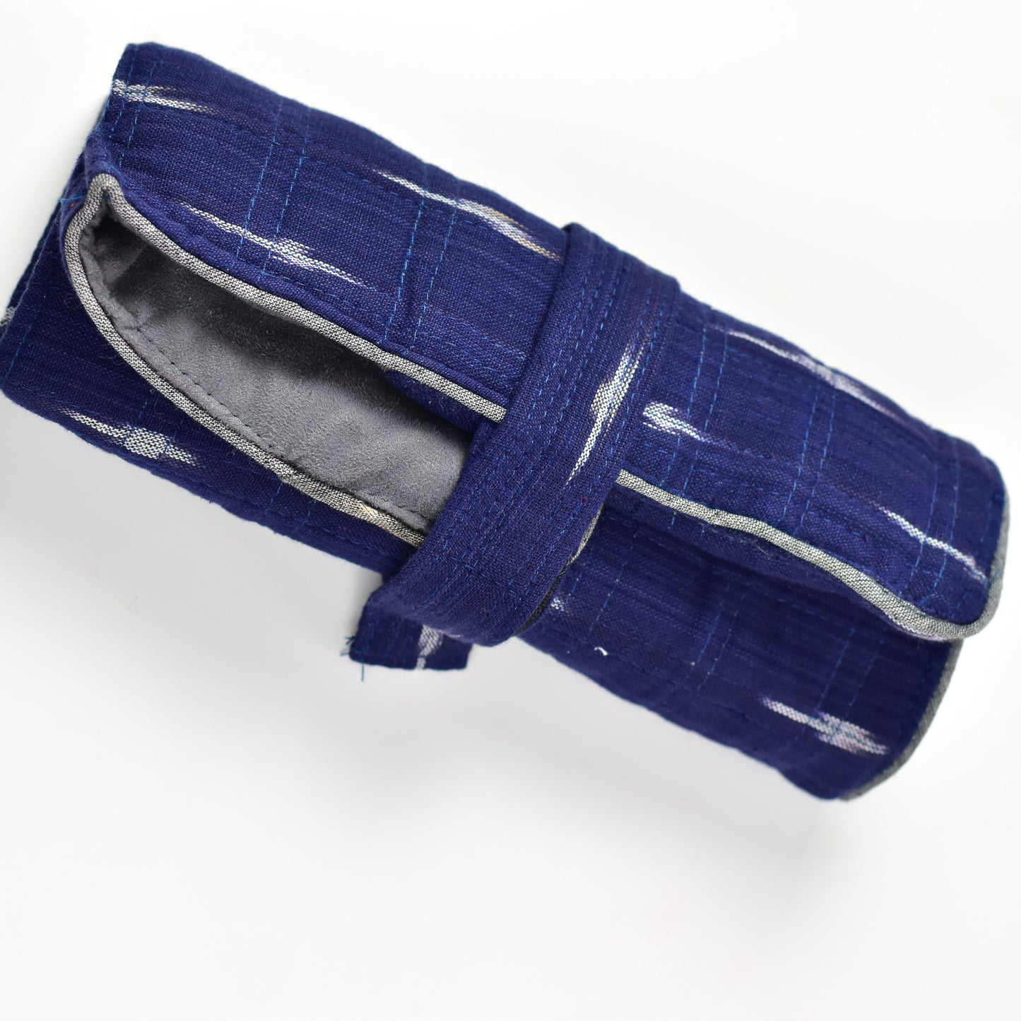 Blue Ikkat Folding Toiletry Pouch