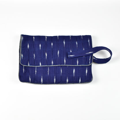 Blue Ikkat Folding Toiletry Pouch