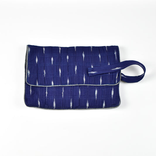 Blue Ikkat Folding Toiletry Pouch