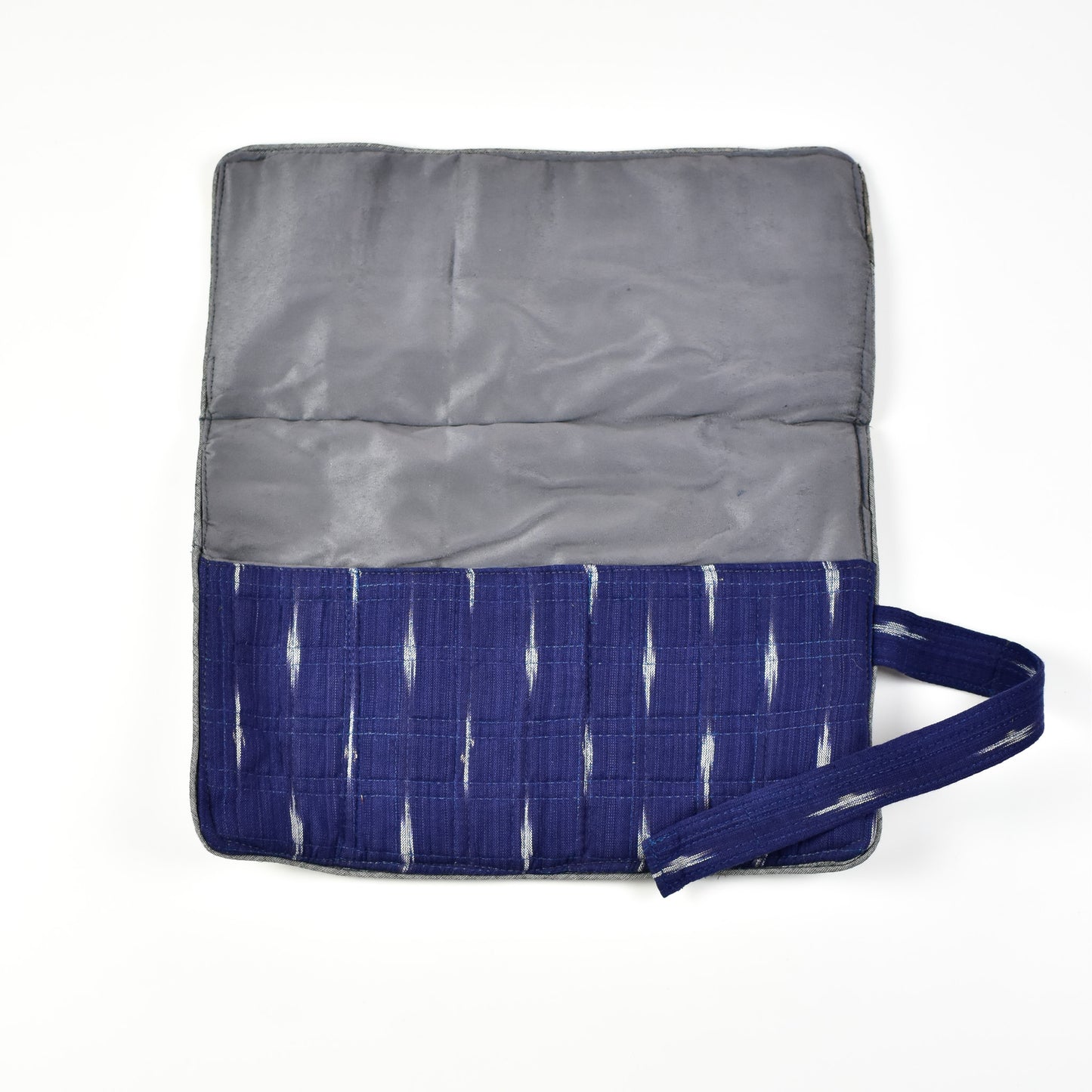 Blue Ikkat Folding Toiletry Pouch