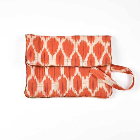 Orange Ikkat Toiletry Folding Pouch