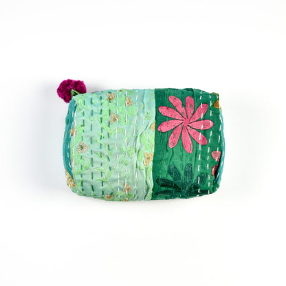 Green Eco-friendly Patch Work Cotton Travel Pouch