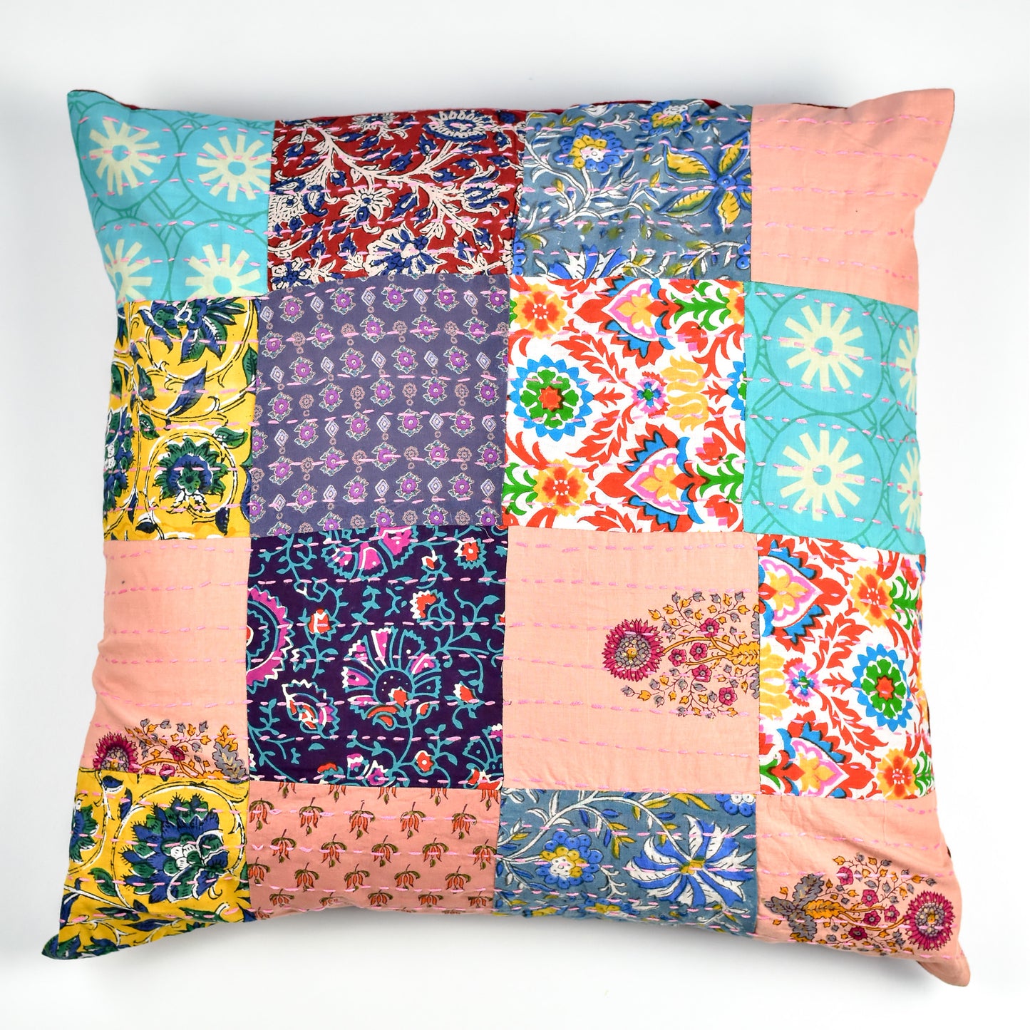 Kantha Patchwork Handwoven Recycled Cotton Cushion Cove