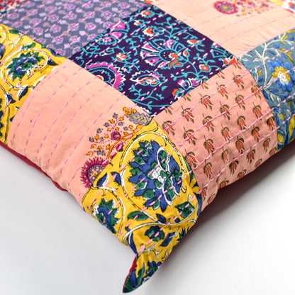 Kantha Patchwork Handwoven Recycled Cotton Cushion Cove